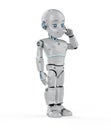 Cute robot with cartoon character think Royalty Free Stock Photo